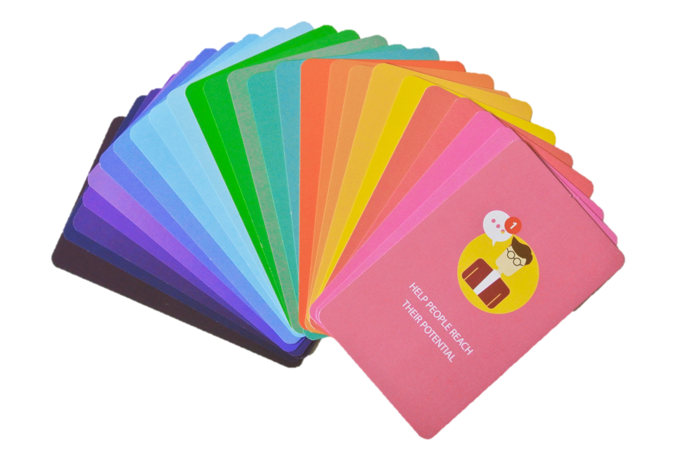 Deck of cards in a rainbow of colors